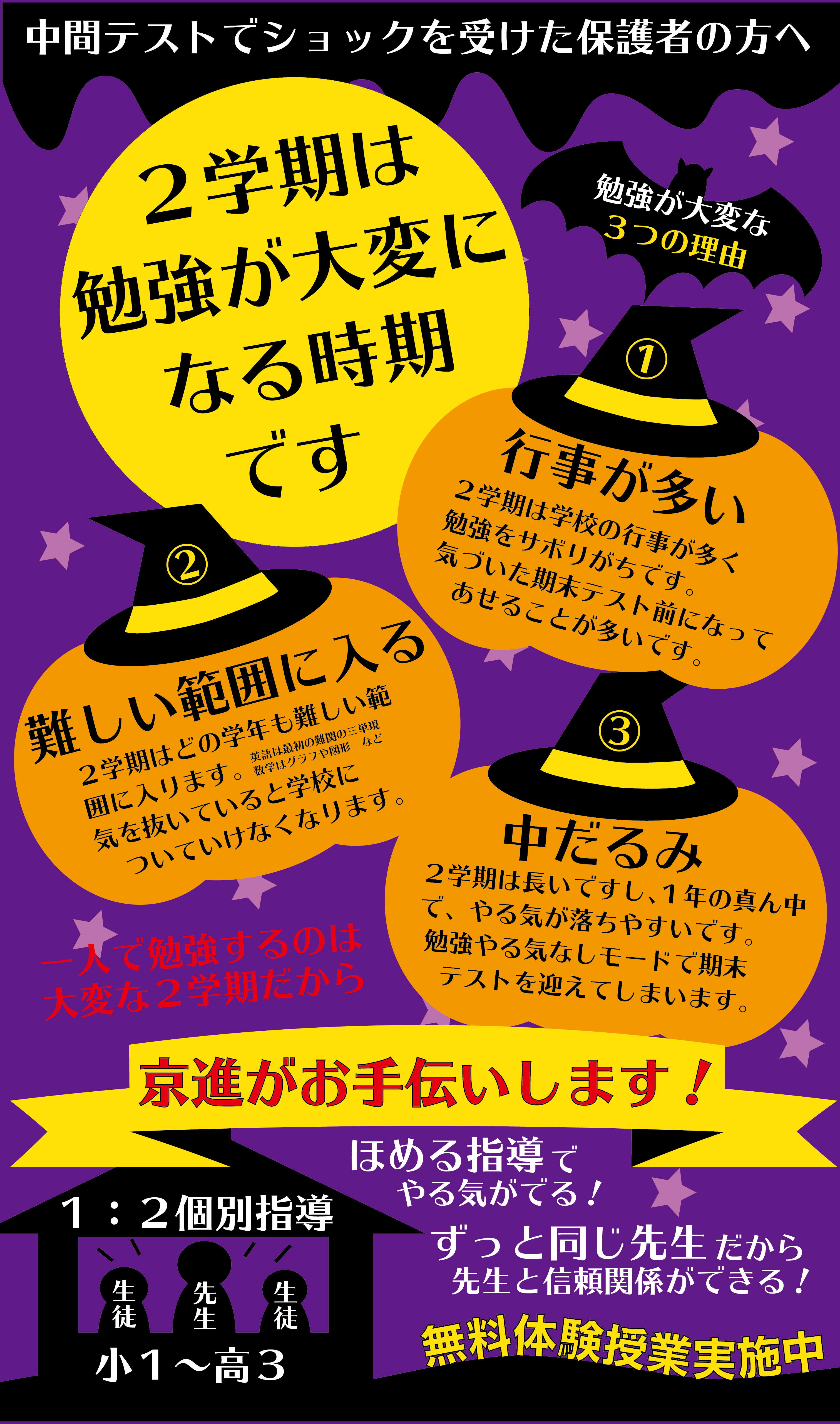 外の雰囲気をハロウィン風に変えてみました 三重県四日市市の学習塾 京進スクール ワン富田 川越富洲原 四日市ときわ教室